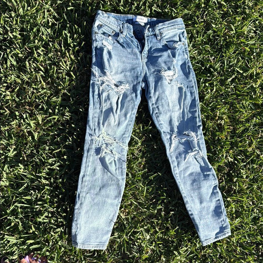 Distressed Blue Jeans PISTOLA - Size 26 - Worn Once Womens Blue Jeans